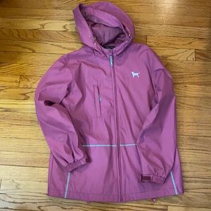 Black Dog Pink Raincoat